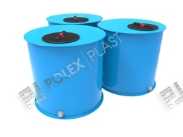 Цилиндрические пластиковые емкости с крышкой и дыхательным клапаном POLEX PLAST